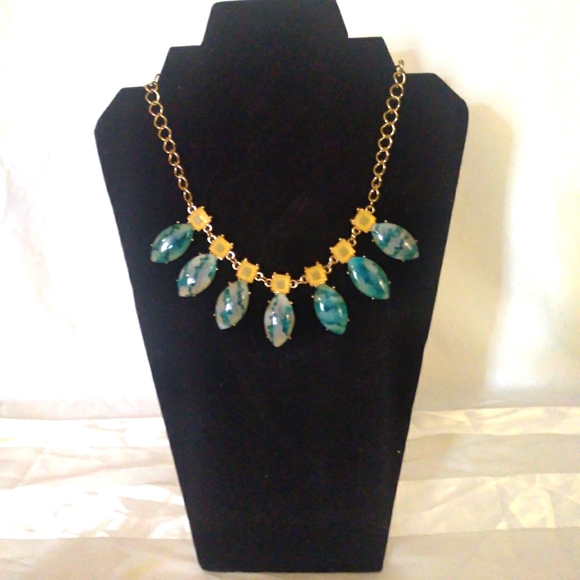 Gold/Marble Aqua Necklace - Picture 1 of 4